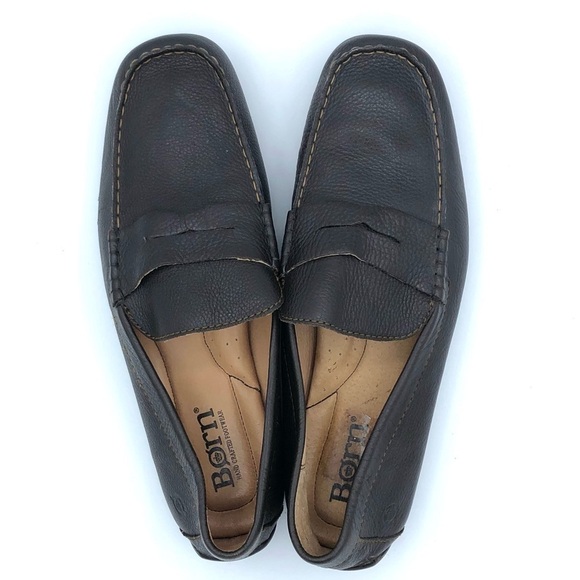Born Soft Pebble Leather Driving Penny Loafer Dark Brown Comfort Shoe Size 11.5 - Picture 3 of 7